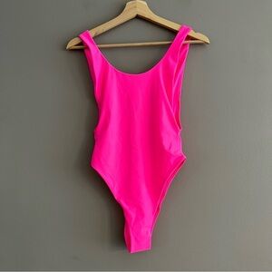 Aerie Super Scoop Cheekiest One Piece Swimsuit Neon Pink Size Small